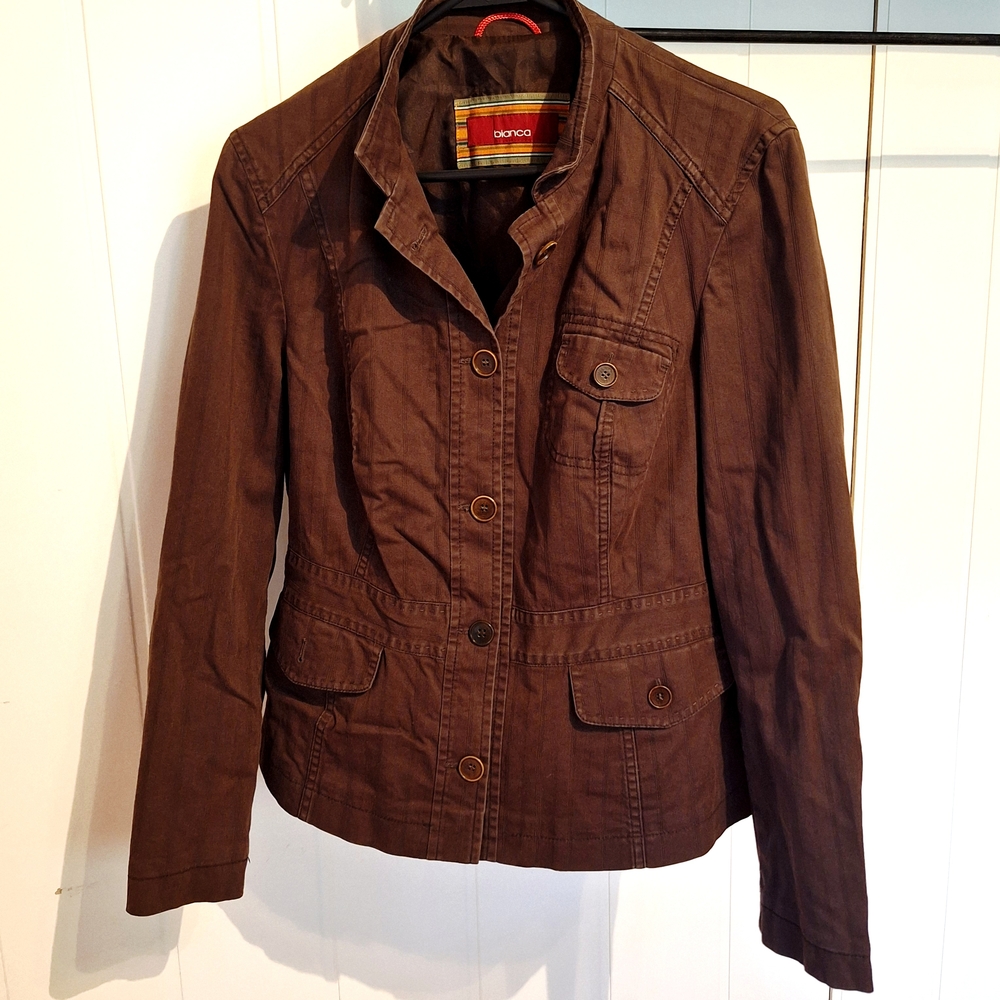 BIANCA Chocolate Brown Utility Jacket Size Medium Very Good Condition